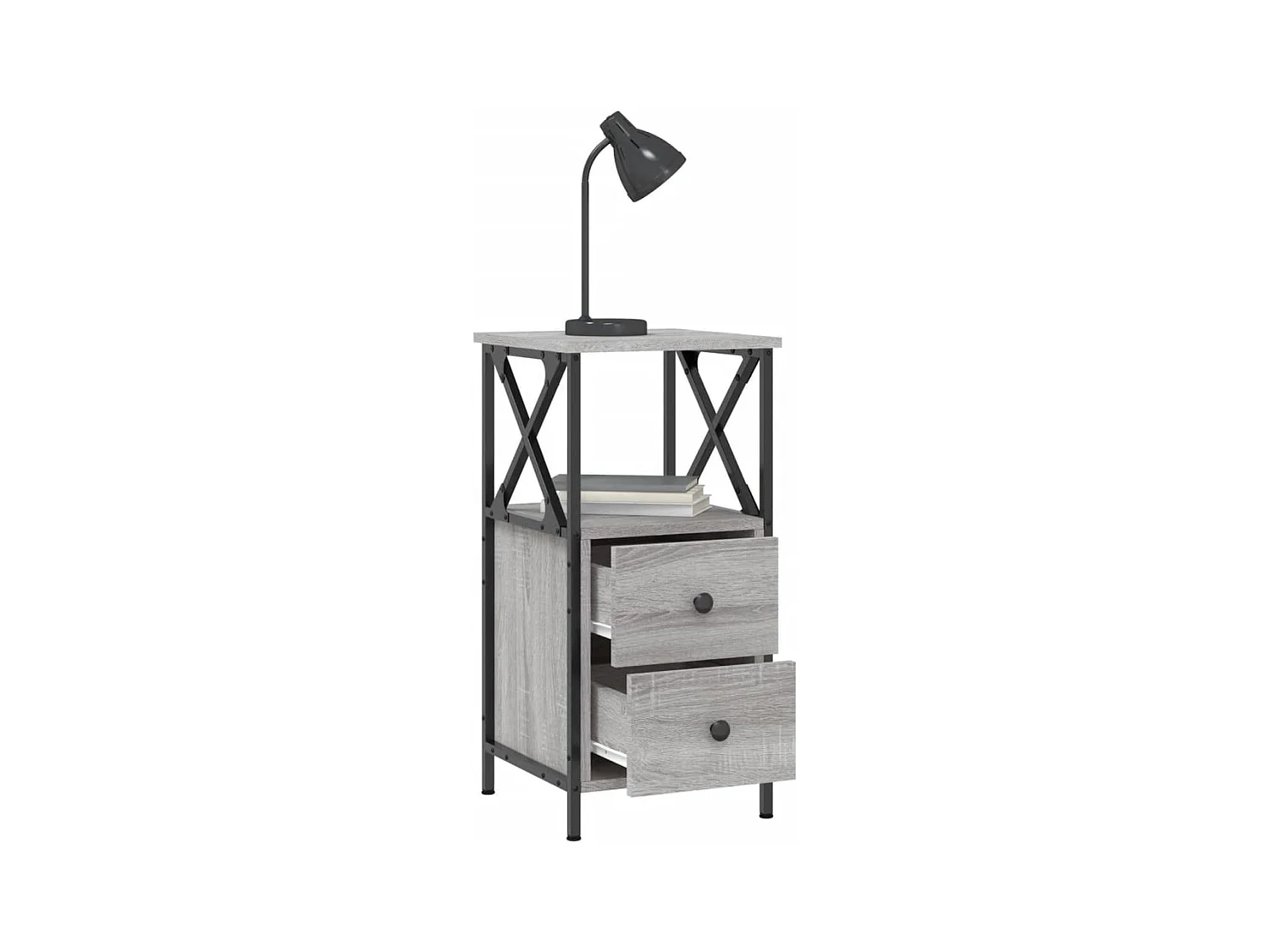 Quinn Hope  Table de chevet sonoma gris 34x35,5x70 cm bois d'ingénierie