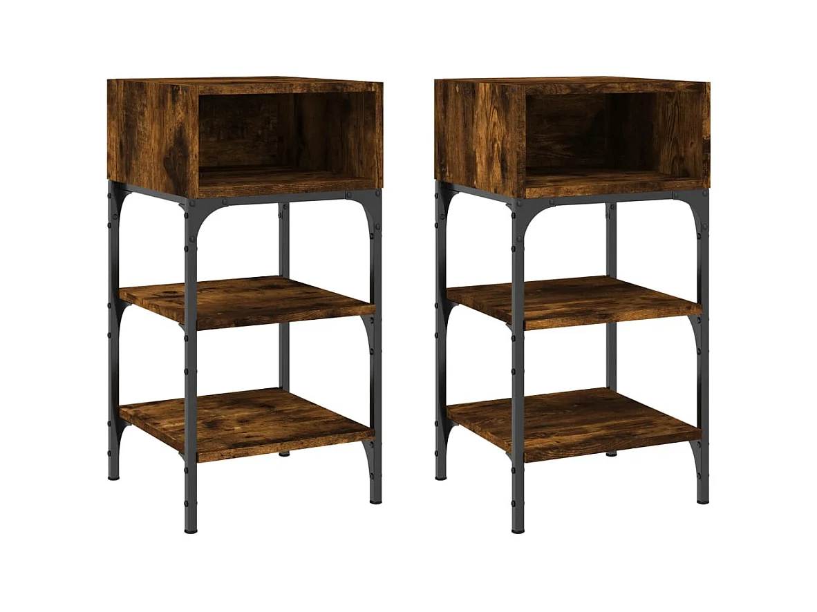 Walo  Tables de chevet 2pcs chêne fumé 35x34,5x70 c bois d’ingénierie