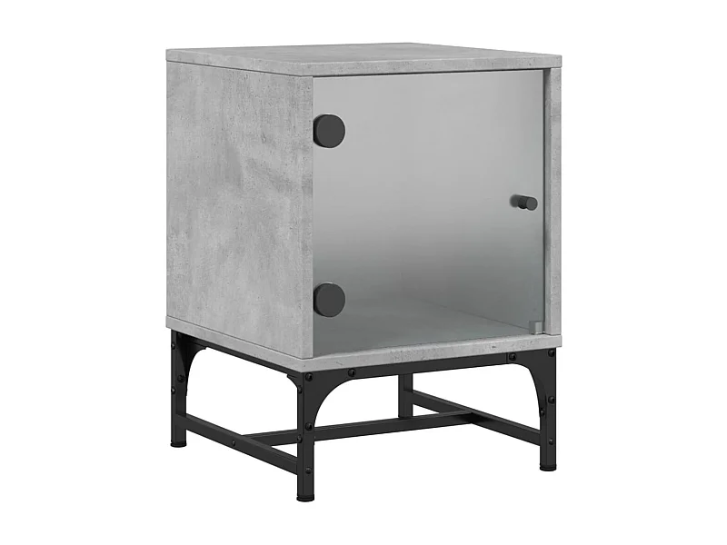 Brussels  Table de chevet avec porte en verre gris béton 35x37x50 cm