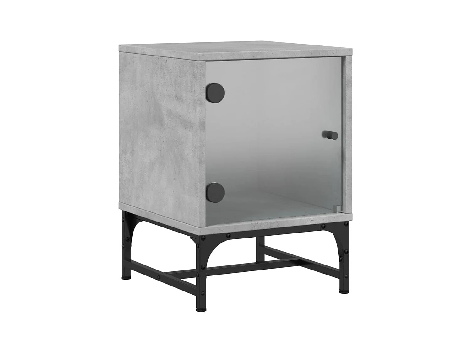 Brussels  Table de chevet avec porte en verre gris béton 35x37x50 cm