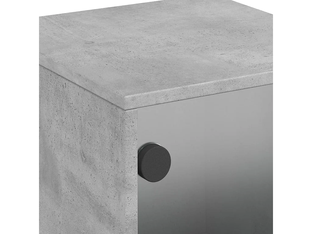 Brussels  Table de chevet avec porte en verre gris béton 35x37x50 cm