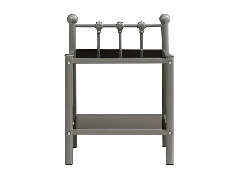 Daniela Luz  Nachttisch Grau und Schwarz 45x34,5x60,5 cm Metall und Glas