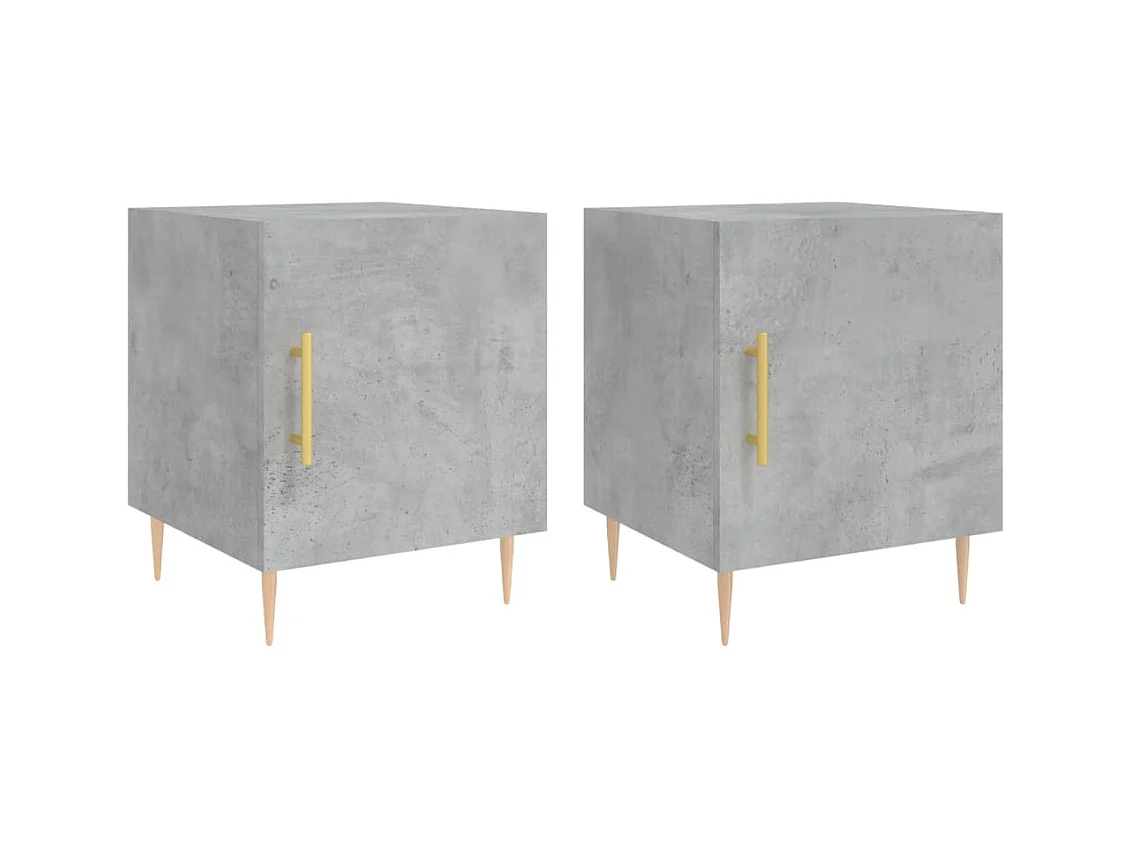 Omar  Tables de chevet 2 pcs gris béton 40x40x50 cm bois d’ingénierie