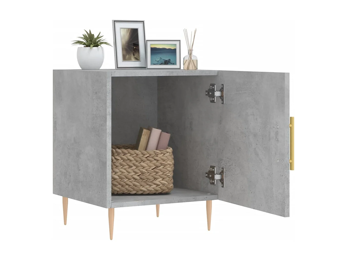 Omar  Tables de chevet 2 pcs gris béton 40x40x50 cm bois d’ingénierie