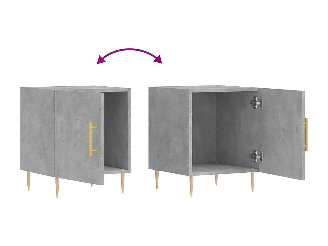 Omar  Tables de chevet 2 pcs gris béton 40x40x50 cm bois d’ingénierie