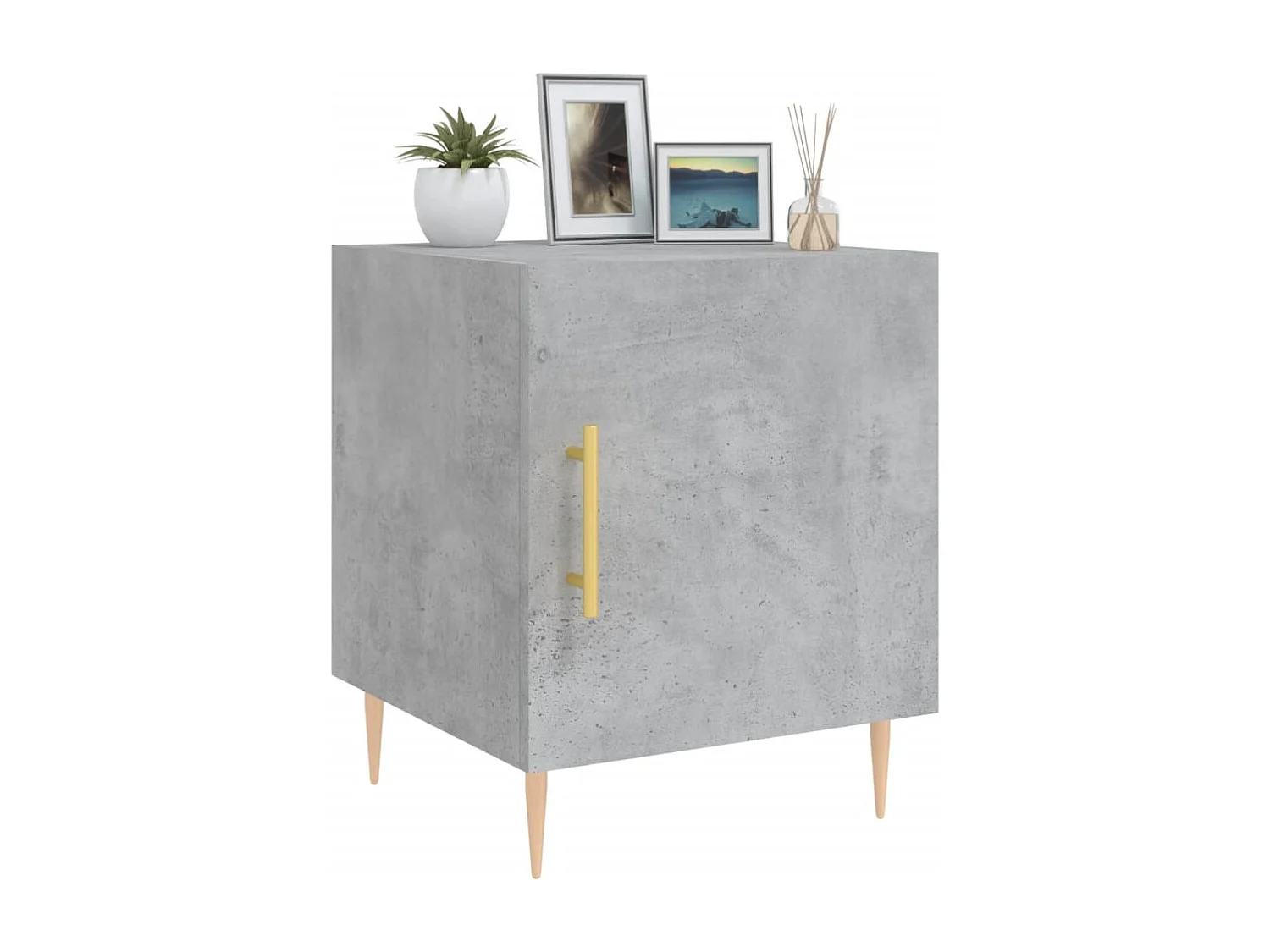 Omar  Tables de chevet 2 pcs gris béton 40x40x50 cm bois d’ingénierie