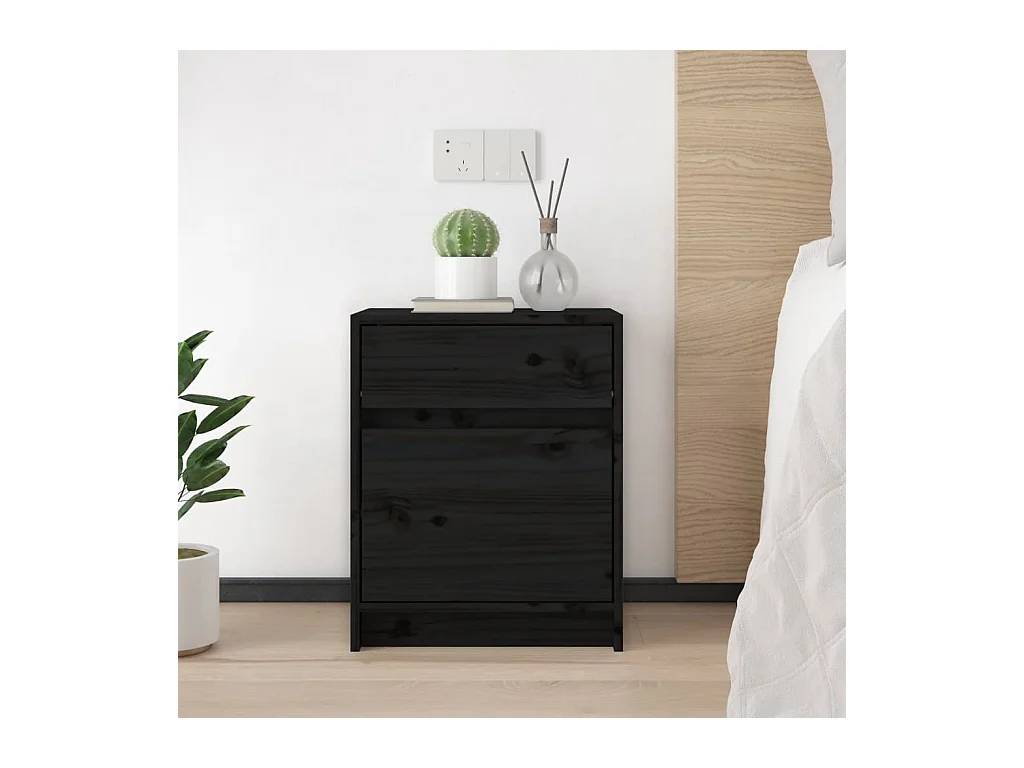 Ollira  Tables de chevet 2 pcs Noir 40x31x50 cm Bois de pin massif