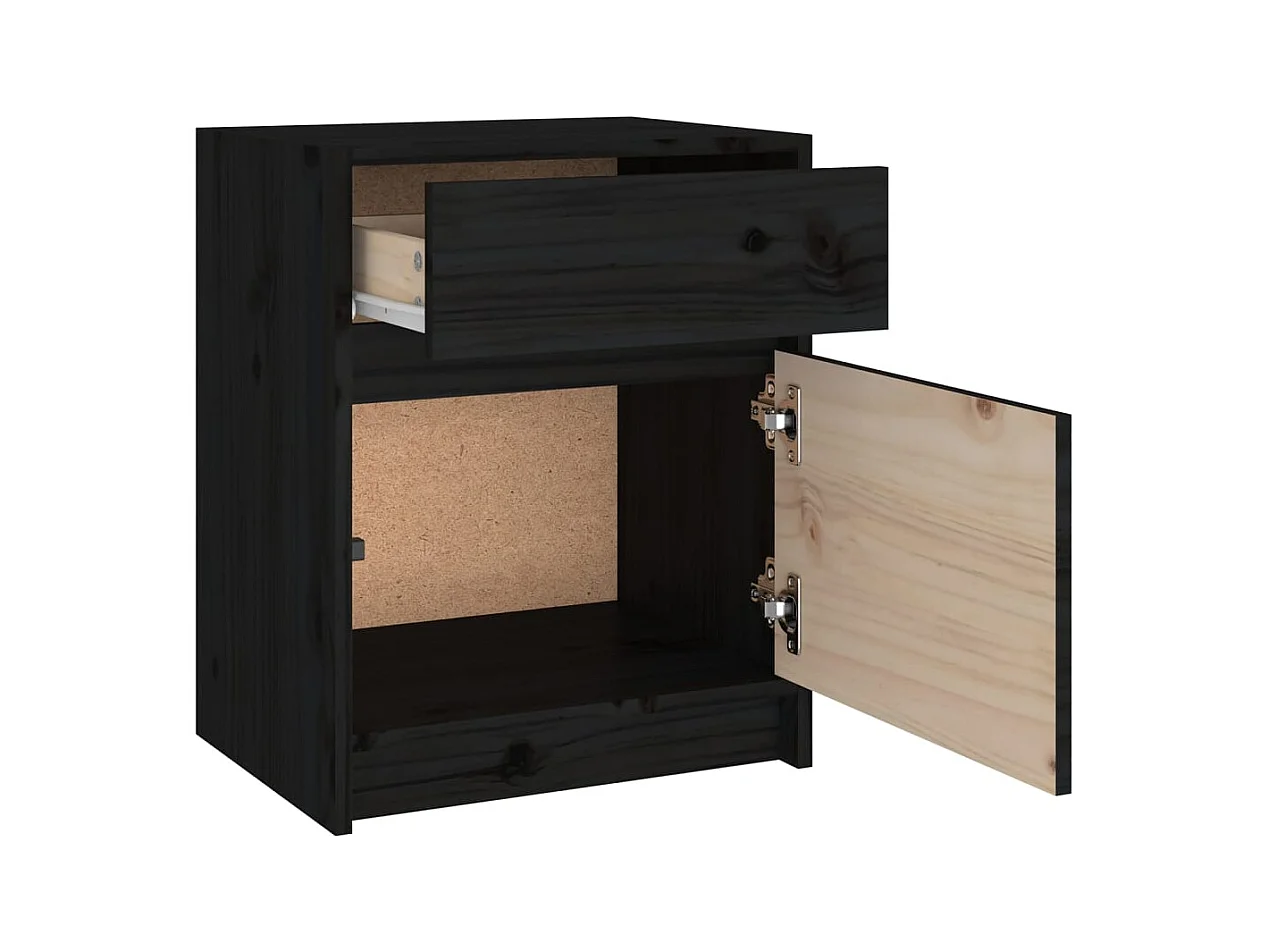 Ollira  Tables de chevet 2 pcs Noir 40x31x50 cm Bois de pin massif