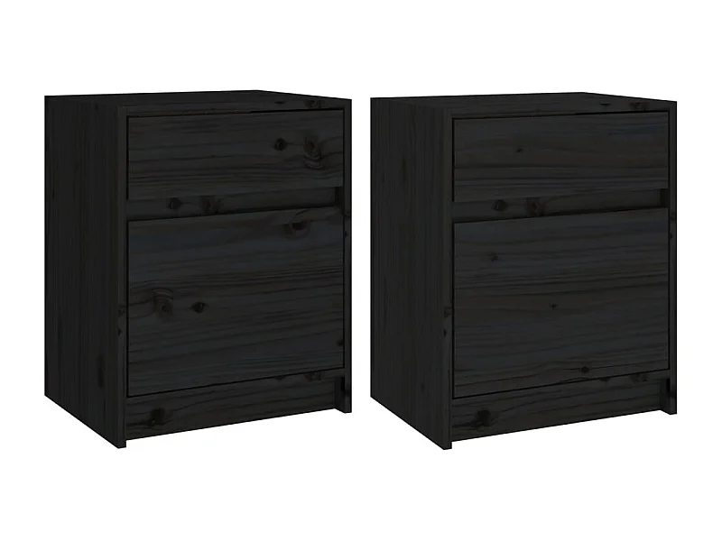 Ollira  Tables de chevet 2 pcs Noir 40x31x50 cm Bois de pin massif