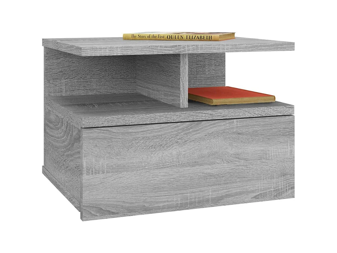 Emmanuelle  Table de chevet flottante Sonoma gris Bois d’ingénierie