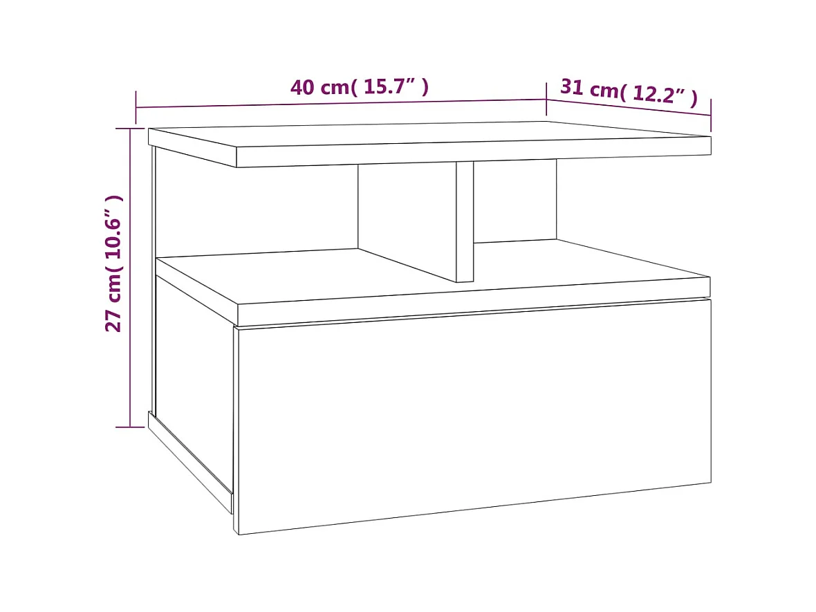 Emmanuelle  Table de chevet flottante Sonoma gris Bois d’ingénierie