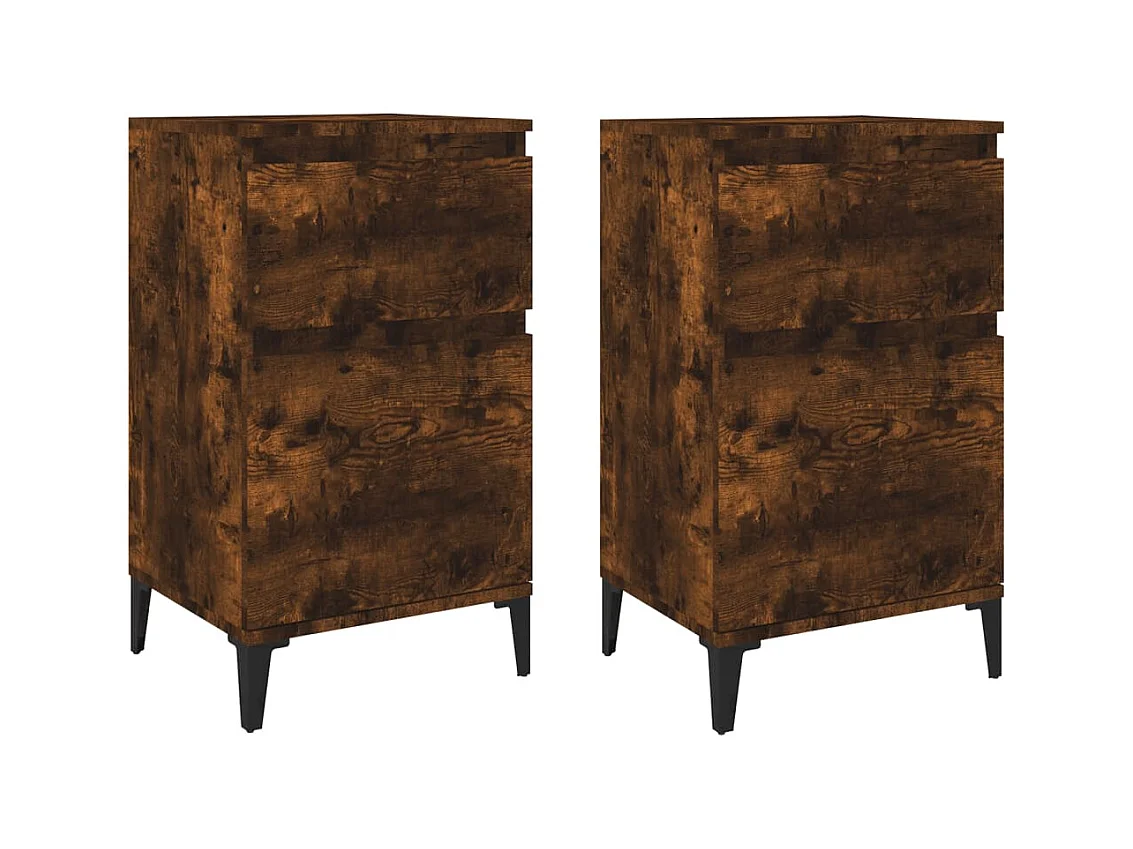 Amite  Tables de chevet 2 pcs chêne fumé 40x35x70 cm