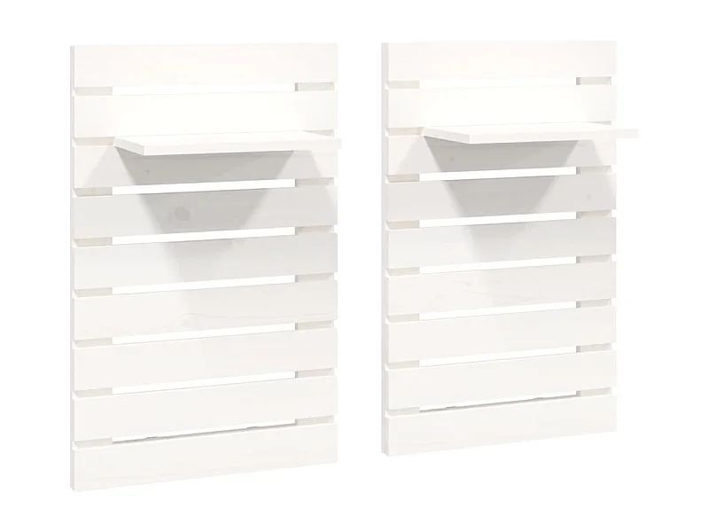 Abdeslam  Étagères de chevet murales 2 pcs Blanc Bois de pin massif