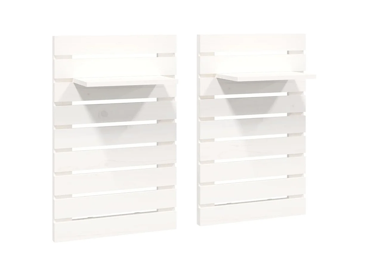 Abdeslam  Étagères de chevet murales 2 pcs Blanc Bois de pin massif