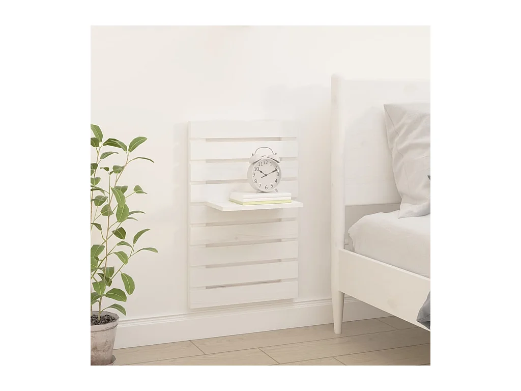 Abdeslam  Étagères de chevet murales 2 pcs Blanc Bois de pin massif