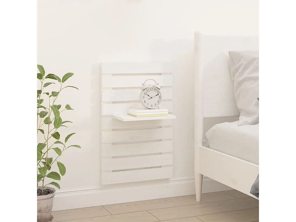 Abdeslam  Étagères de chevet murales 2 pcs Blanc Bois de pin massif