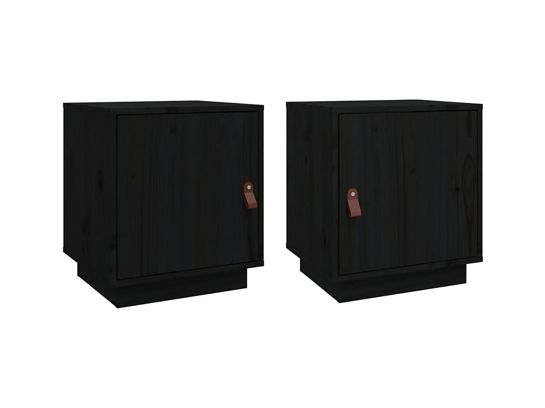 Clark Mills  Comodini Nero 2 pz 40x34x45 cm in Legno Massello di Pino