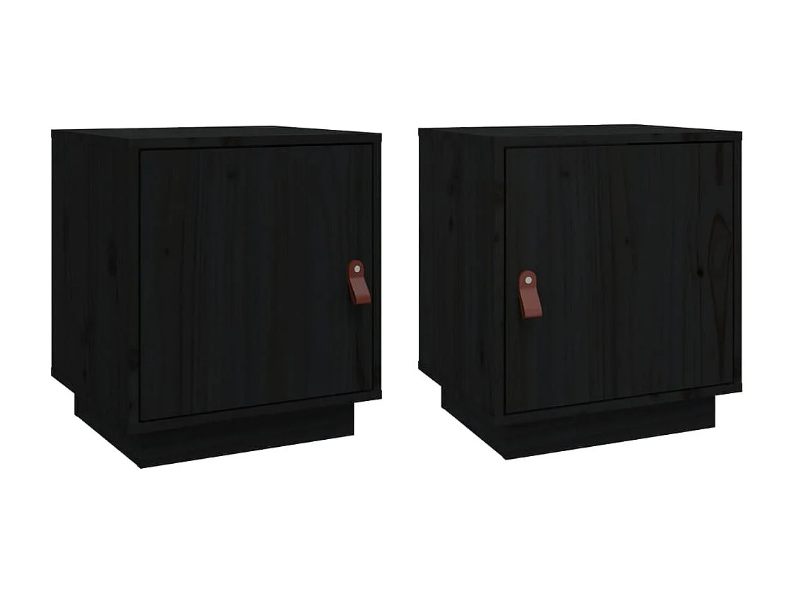 Clark Mills  Mesitas de noche 2 uds madera maciza de pino negro 40x34x45 cm