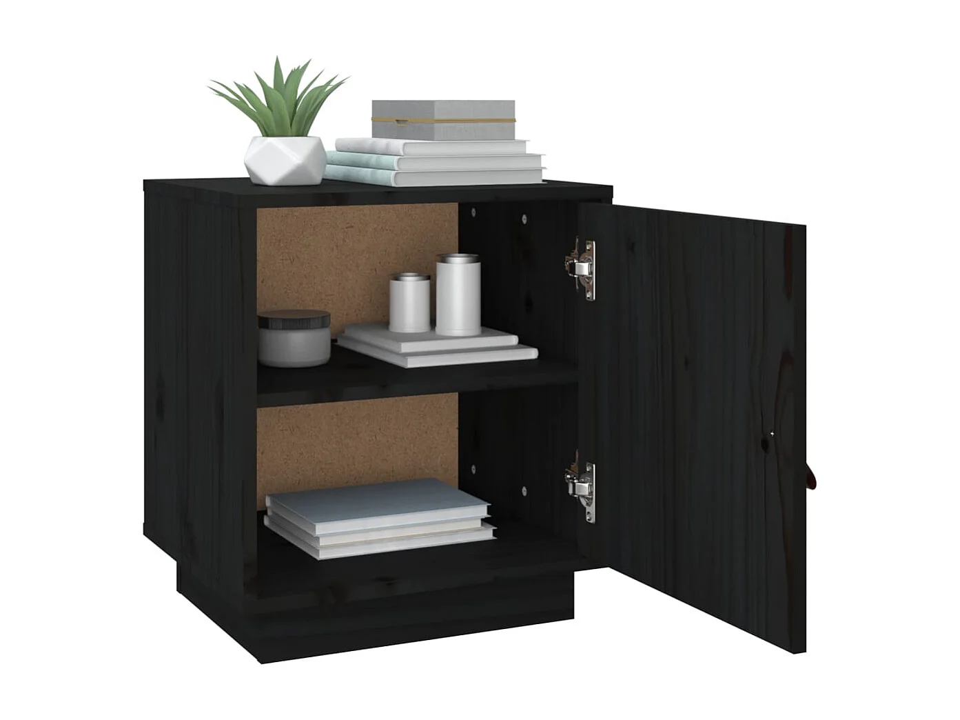 Clark Mills  Mesitas de noche 2 uds madera maciza de pino negro 40x34x45 cm