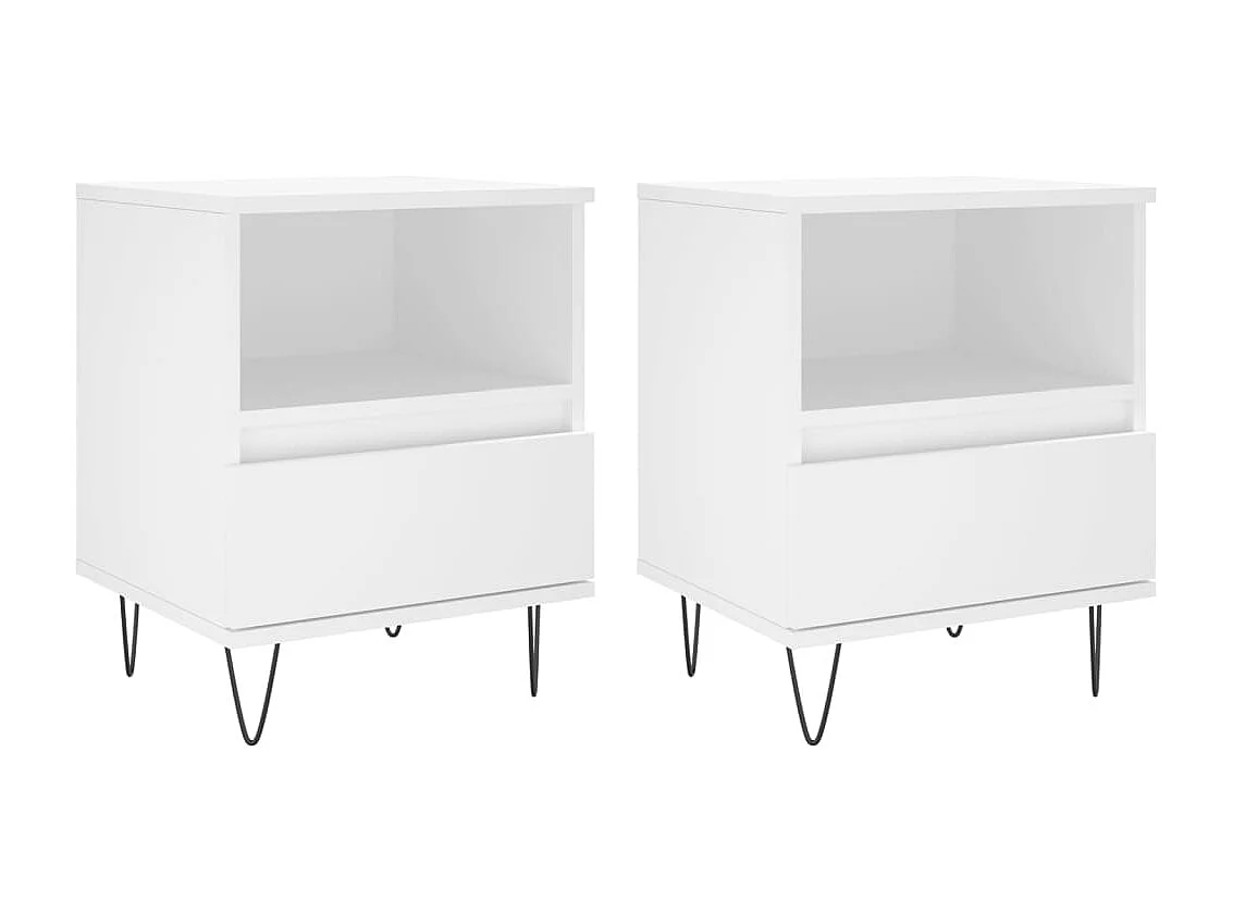 Hulst  Comodini 2pz Bianc 40x35x50 cm in Legno Multistrato