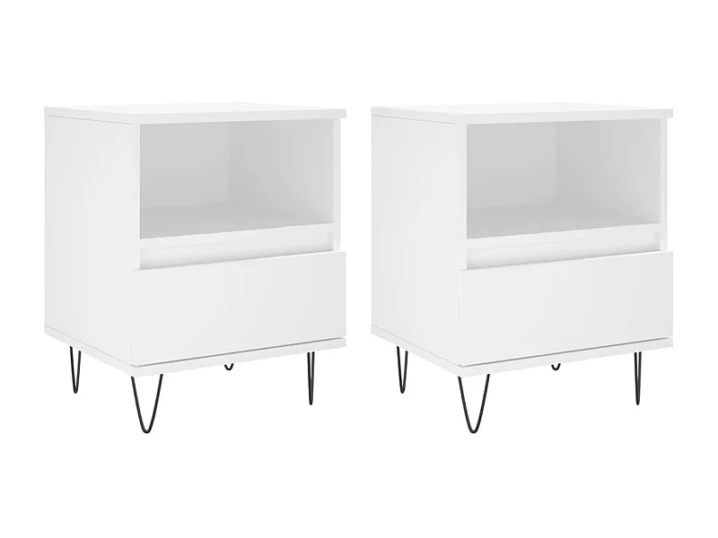 Hulst  Comodini 2pz Bianc 40x35x50 cm in Legno Multistrato