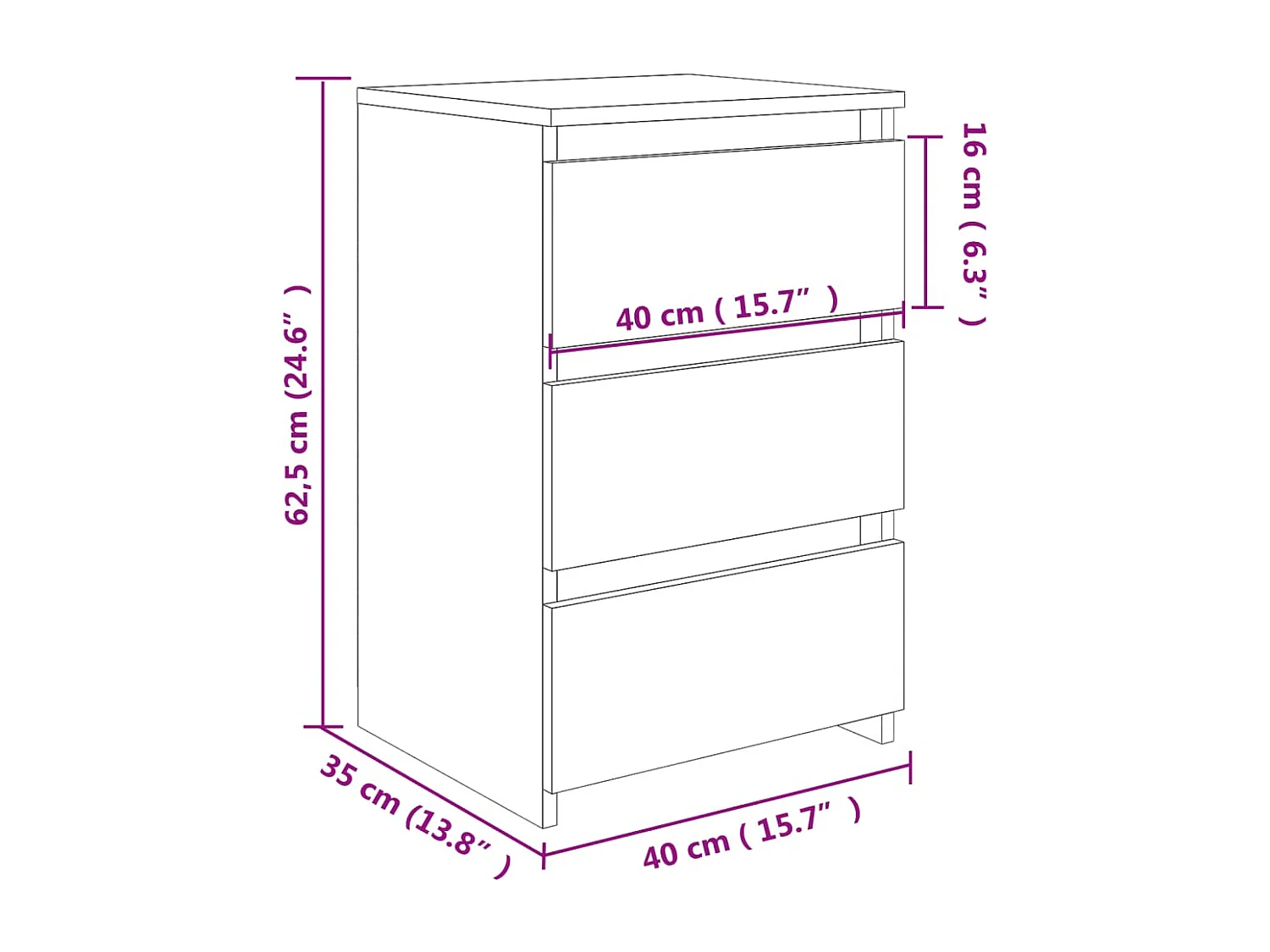 Altamonte Springs  Table de chevet Gris béton 40x35x62,5 cm Aggloméré