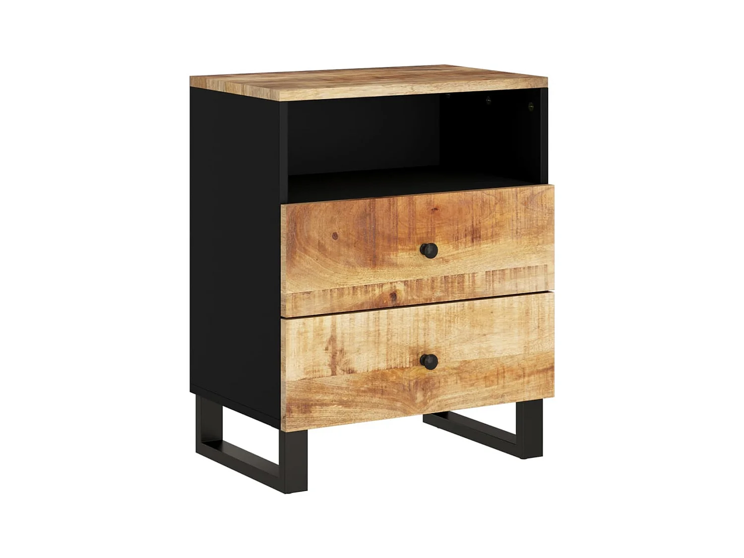Glynnor  Comodino 50x33x62cm Legno Massello di Mango e Legno Multistrato