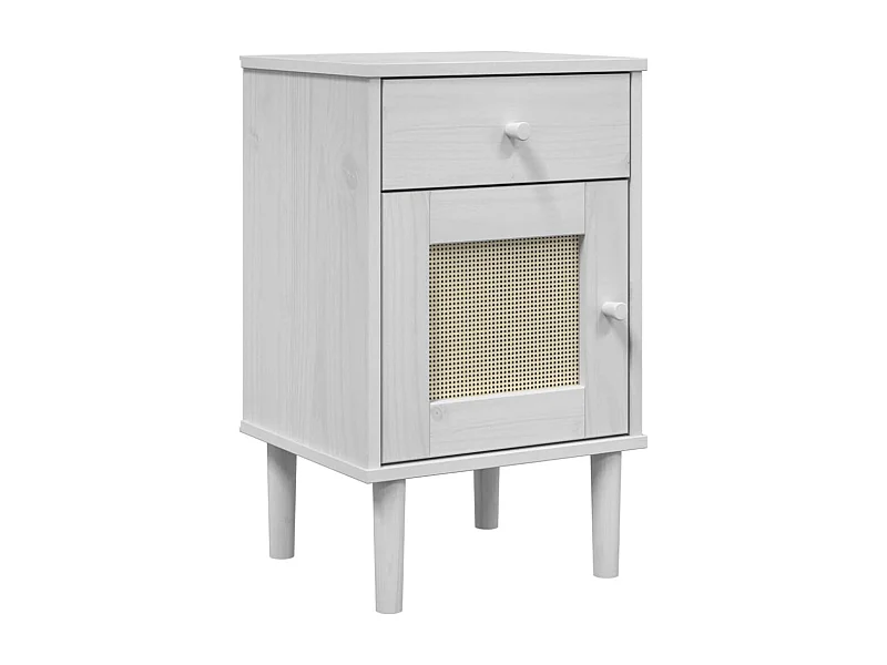 Narvik  Comodino SENJA Aspetto Rattan Bianco 40x35x65 cm in Legno Pino