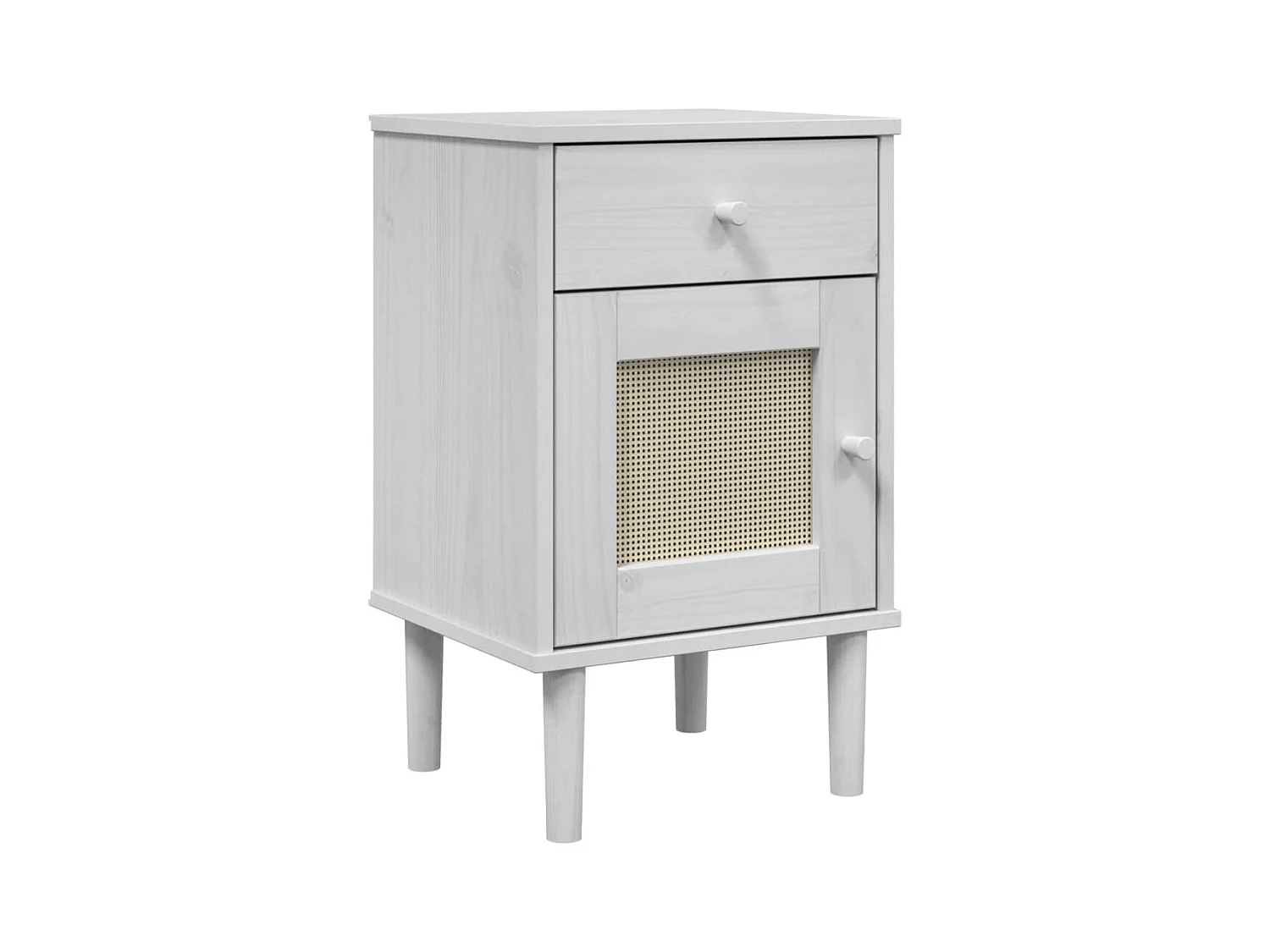 Narvik  Comodino SENJA Aspetto Rattan Bianco 40x35x65 cm in Legno Pino