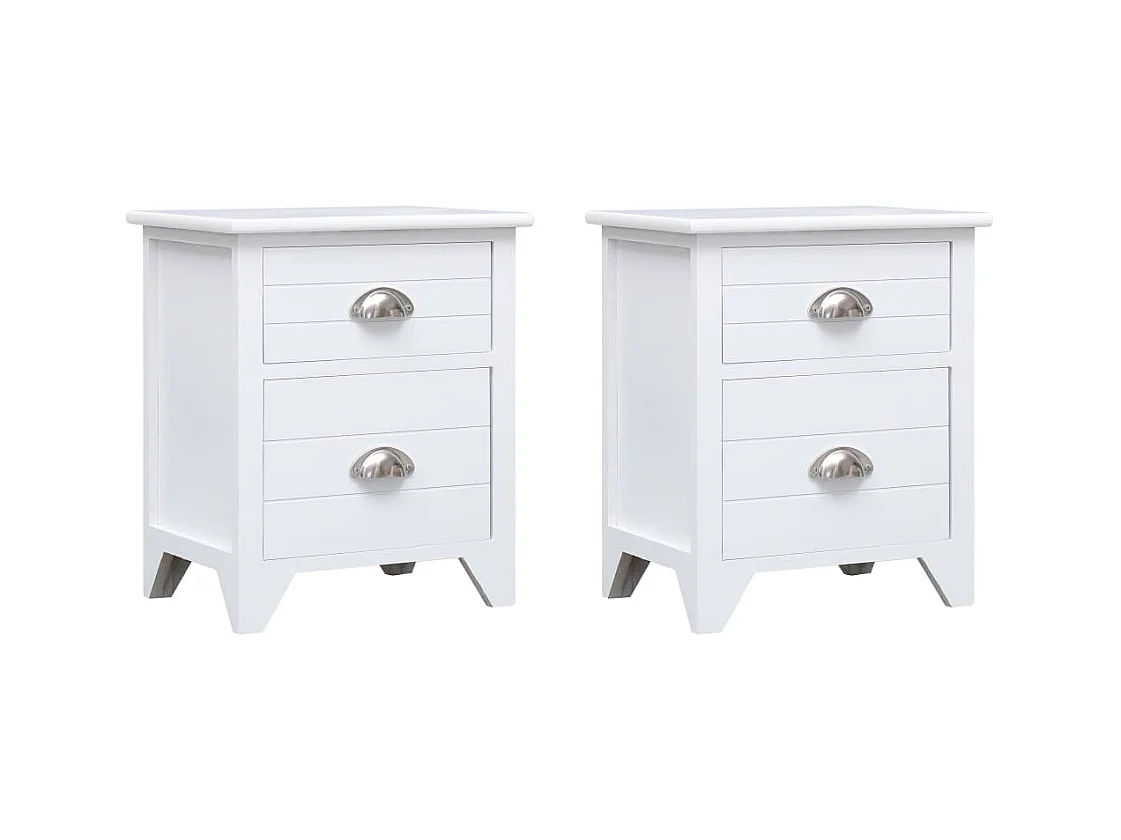 Relor  Table de chevet 2 pcs avec 2 tiroirs Blanc