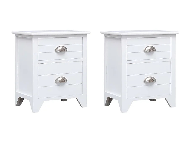 Relor  Table de chevet 2 pcs avec 2 tiroirs Blanc