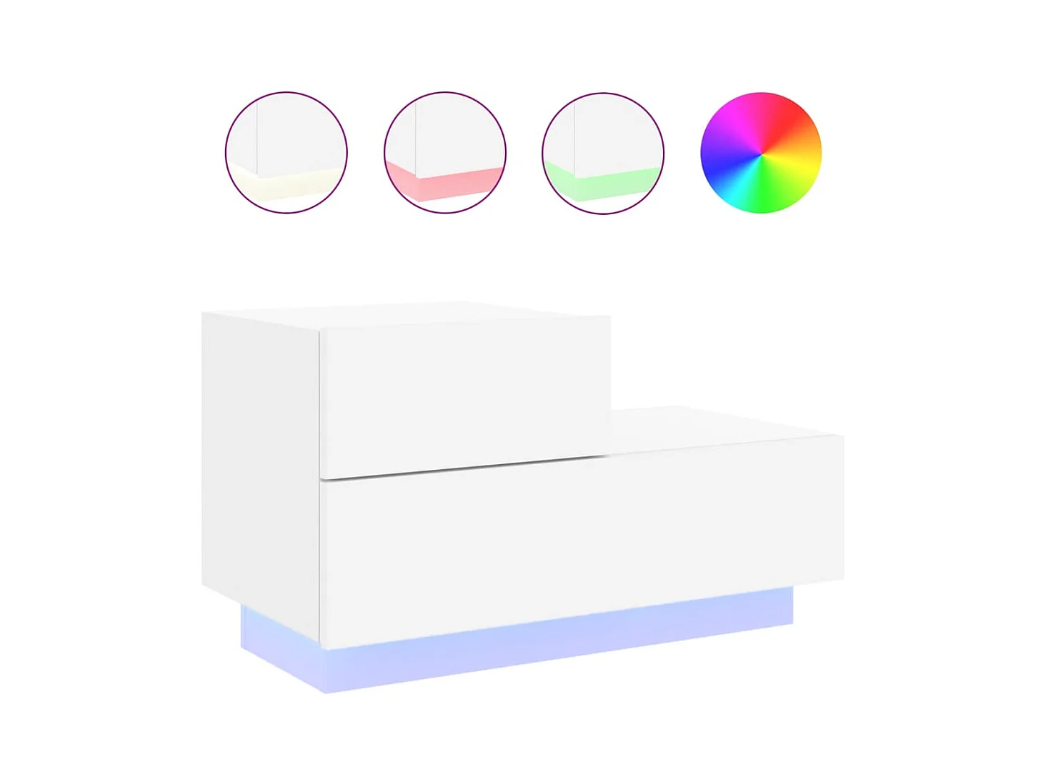 Robbie  Table de chevet avec lumières LED blanc 70x36x40,5 cm