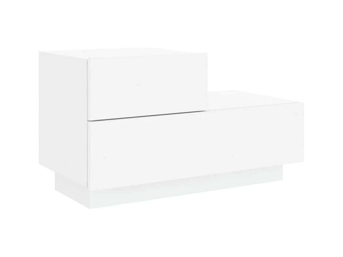 Robbie  Table de chevet avec lumières LED blanc 70x36x40,5 cm
