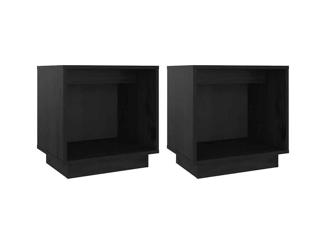 Kani  Tables de chevet 2 pcs Noir 40x30x40 cm Bois de pin solide