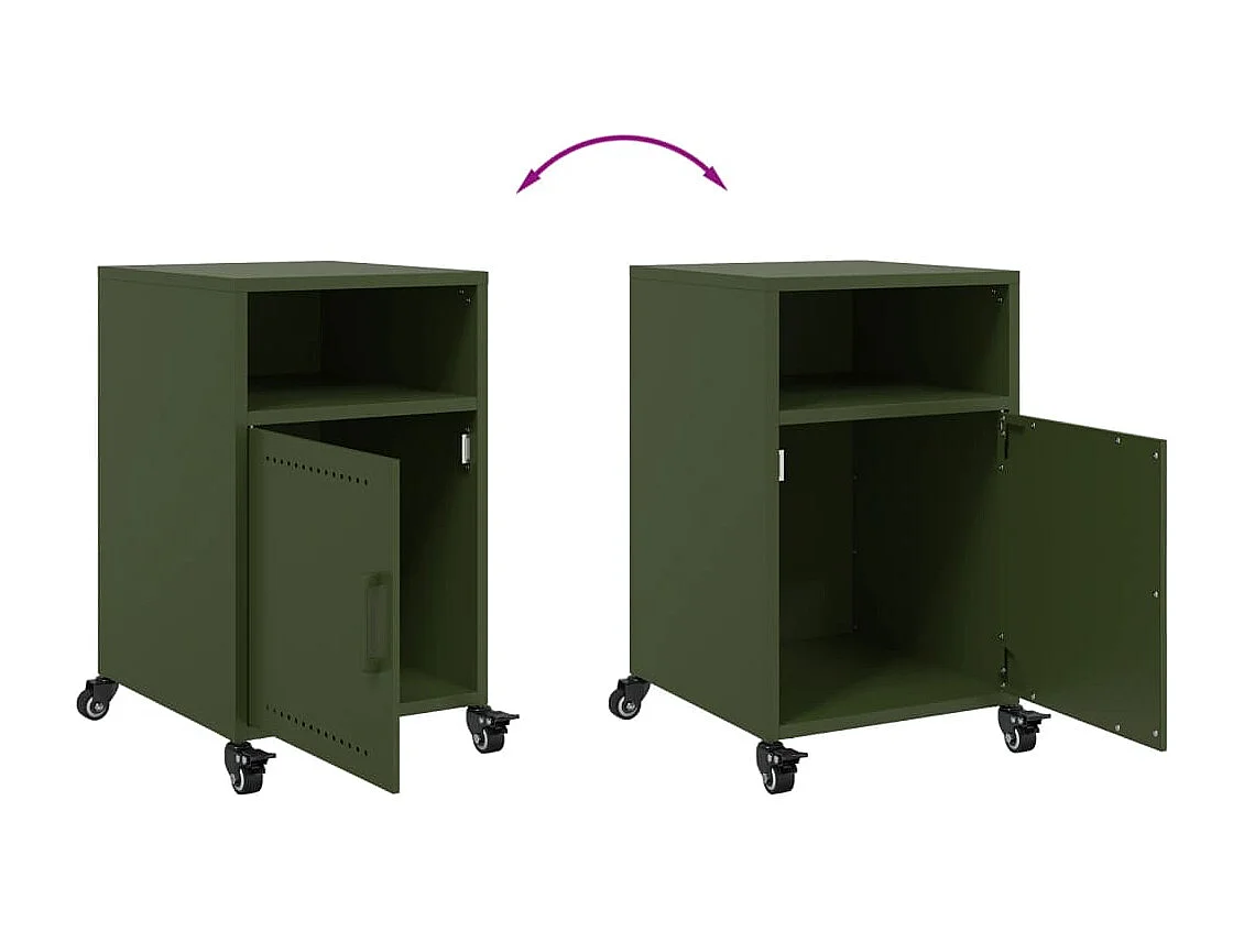 Jana  Table de chevet vert olive 36x39x59 cm acier