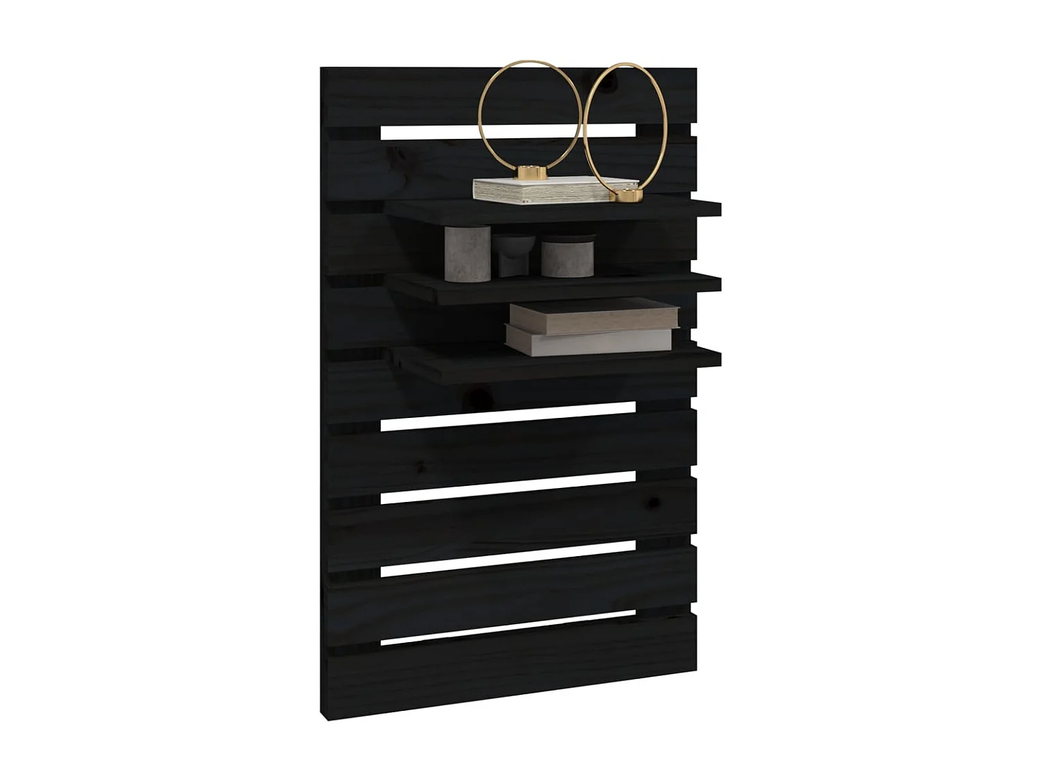 Mack  Étagères de chevet murales 2 pcs Noir Bois de pin massif