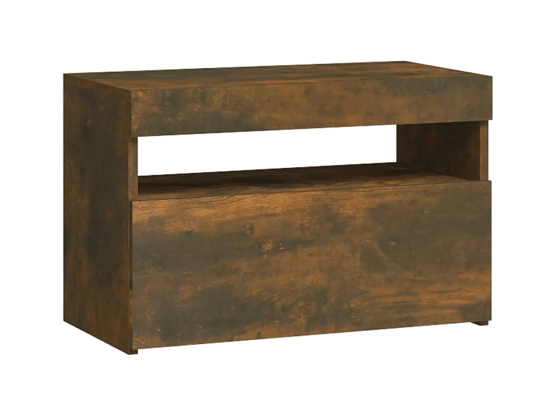 Beeville  Table de chevet avec lumières LED Chêne fumé 60x35x40 cm