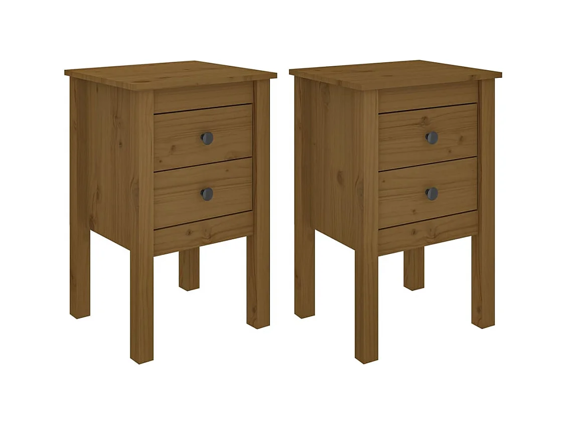 Kettering  Tables de chevet 2 pcs Marron miel 40x35x61,5 cm Pin solide