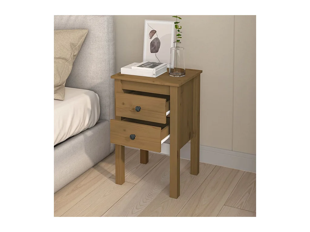 Kettering  Tables de chevet 2 pcs Marron miel 40x35x61,5 cm Pin solide