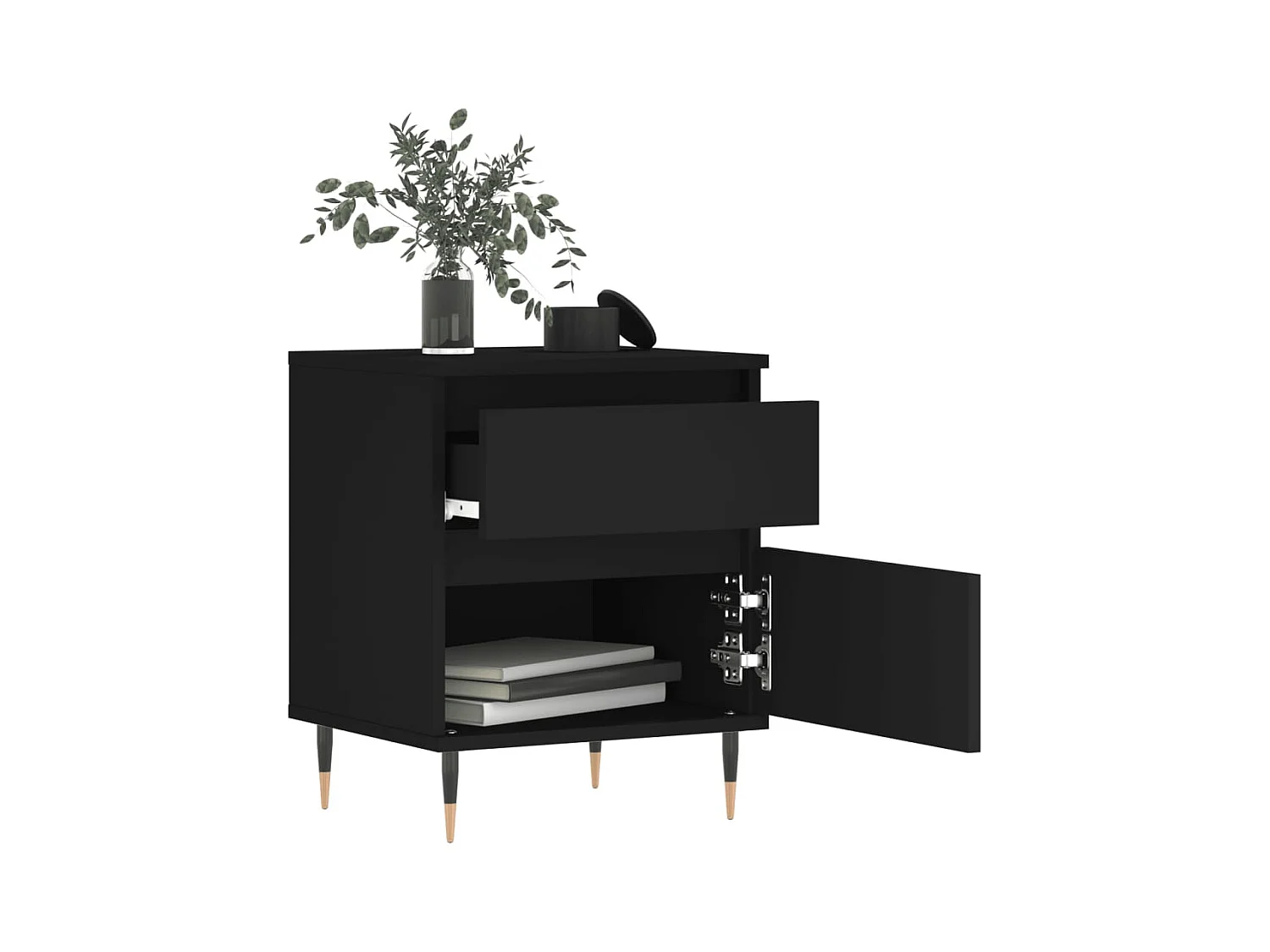 Bastiaan  Tables de chevet 2 pcs noir 40x35x50 cm bois d’ingénierie