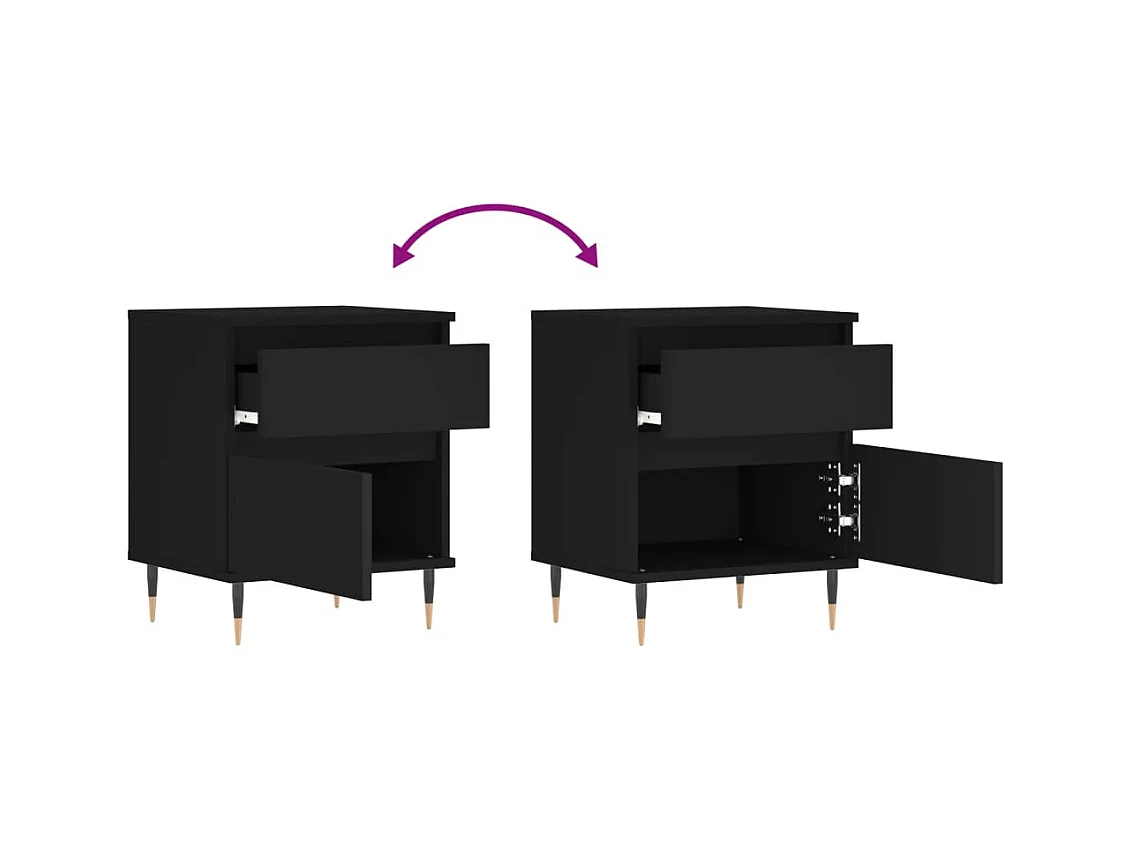 Bastiaan  Tables de chevet 2 pcs noir 40x35x50 cm bois d’ingénierie