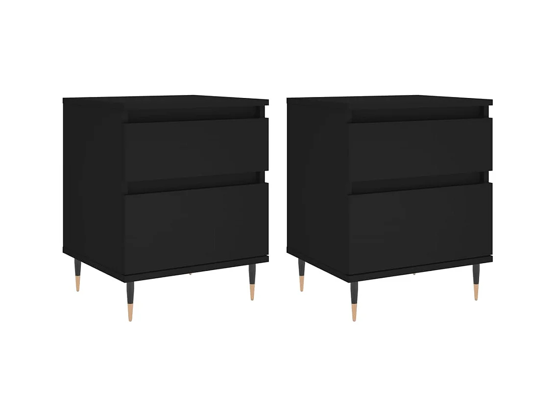 Bastiaan  Tables de chevet 2 pcs noir 40x35x50 cm bois d’ingénierie