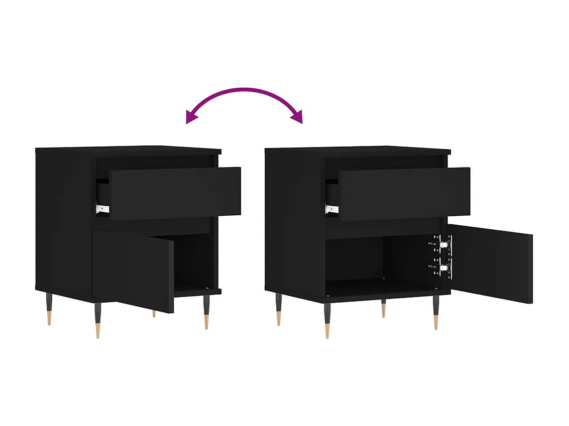 Bastiaan  Tables de chevet 2 pcs noir 40x35x50 cm bois d’ingénierie