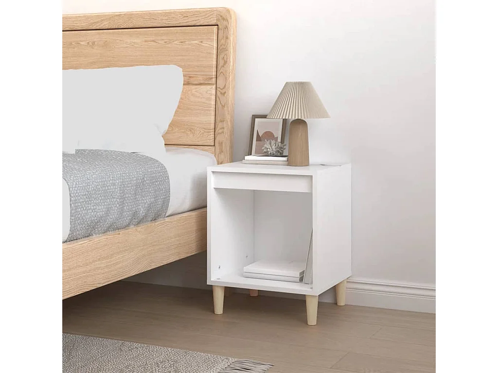 Villeneuve-la-Garenne  Comodino Bianco 40x35x50 cm in Legno Multistrato