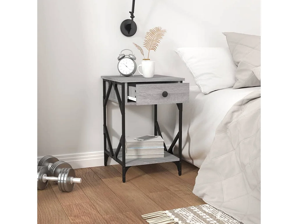 Elaya  Table de chevet sonoma gris 40x42x60 cm bois d'ingénierie
