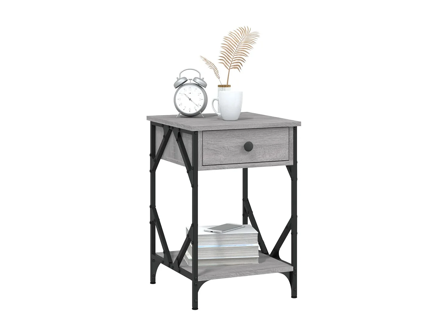 Elaya  Table de chevet sonoma gris 40x42x60 cm bois d'ingénierie