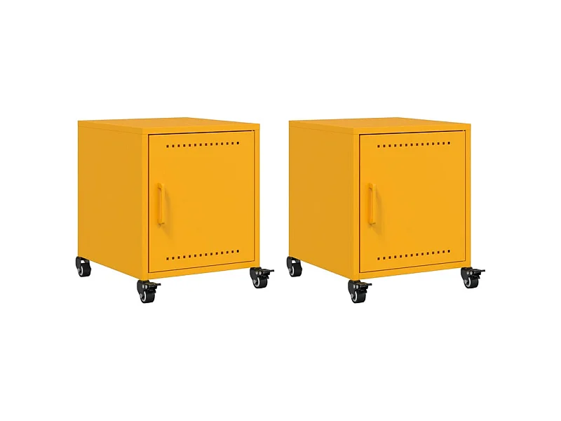 Crestline  Tables de chevet 2 pcs jaune moutarde 36x39x43,5 cm acier