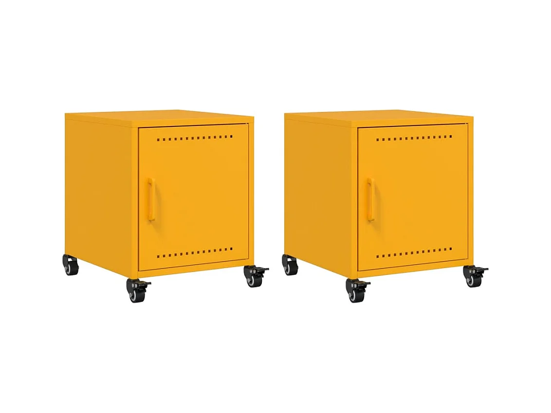 Crestline  Tables de chevet 2 pcs jaune moutarde 36x39x43,5 cm acier