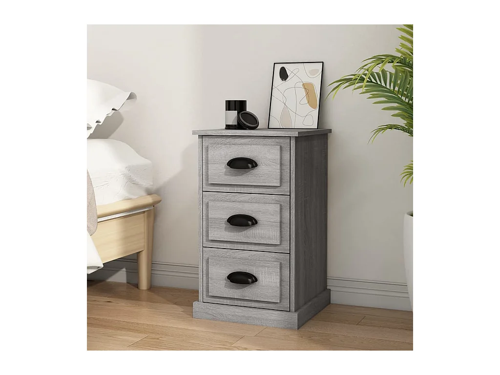 Inge  Table de chevet sonoma gris 39x39x67 cm bois d'ingénierie