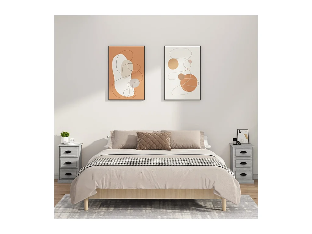 Inge  Table de chevet sonoma gris 39x39x67 cm bois d'ingénierie